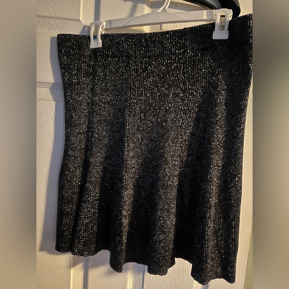 Knit xhileration black and silver shimmer skirt. Size large